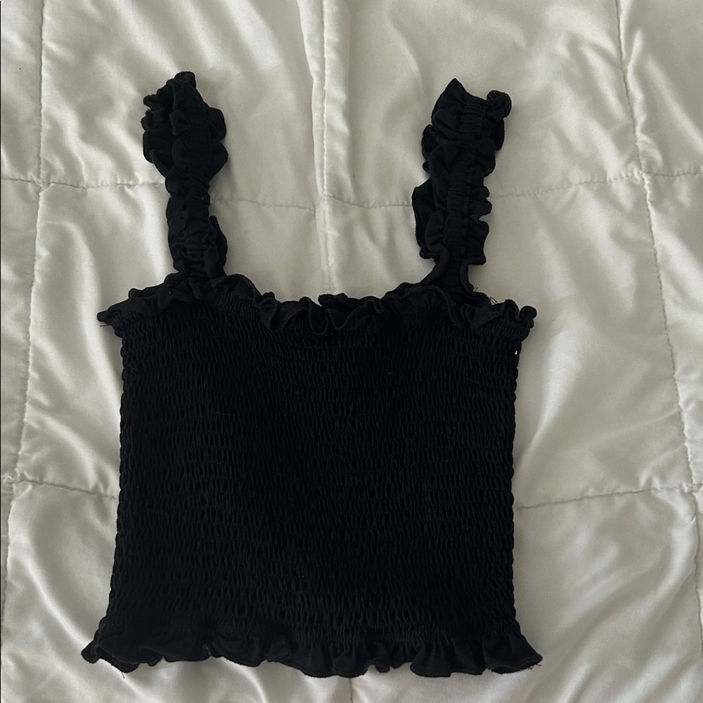 SHEIN Black Ruffled Camisole Top